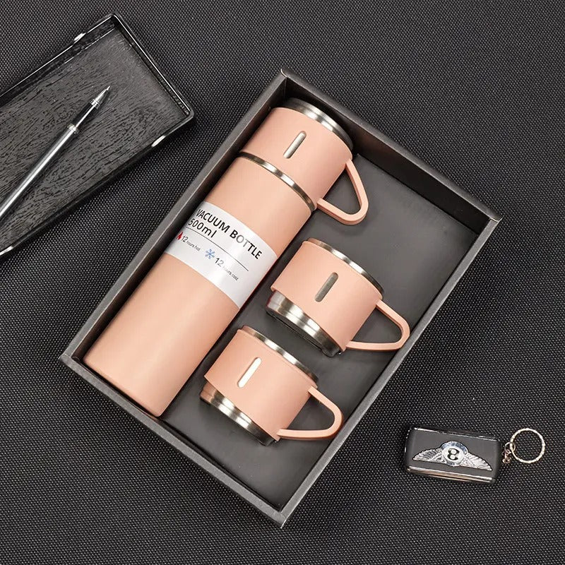 3 Cup Double Layer Stainless Steel Vacuum Flask Set