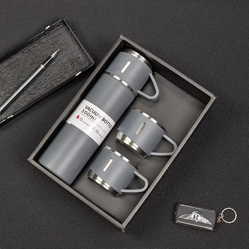 3 Cup Double Layer Stainless Steel Vacuum Flask Set